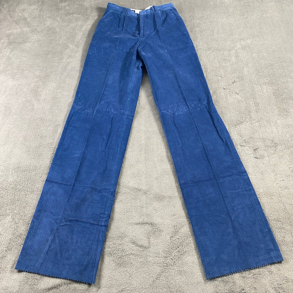 Lands End Corduroy Pants Womens 10 Blue‎ High Rise Wide Leg Pleated Vintage USA